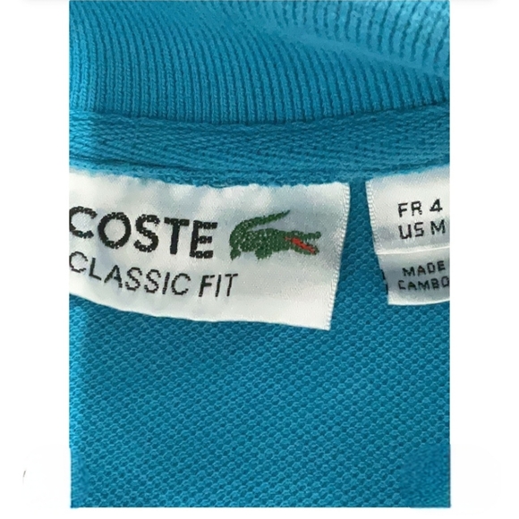 LACOSTE Aqua Marine Cotton Button Polo - Picture 6 of 6